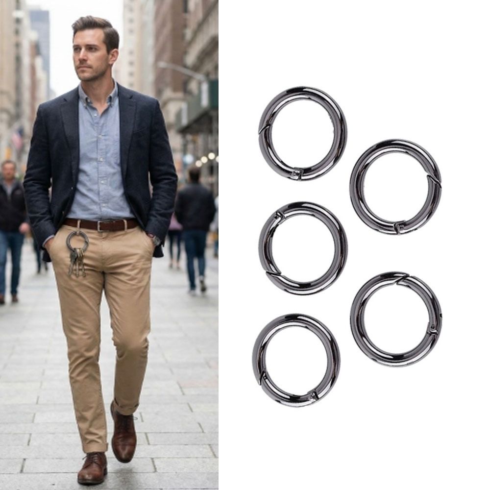 20 Pcs Black Round Carabiner Spring Snap Clips Round Keychain Buckle Carabiners Rings  Keychain Use