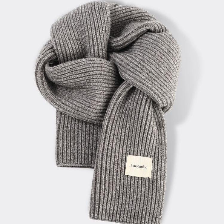 Solid Color Thicken Knitted Versatile Scarf for Women Winter Soft Comfortable Korean Version Warm Shawl for Women Female Outdoor