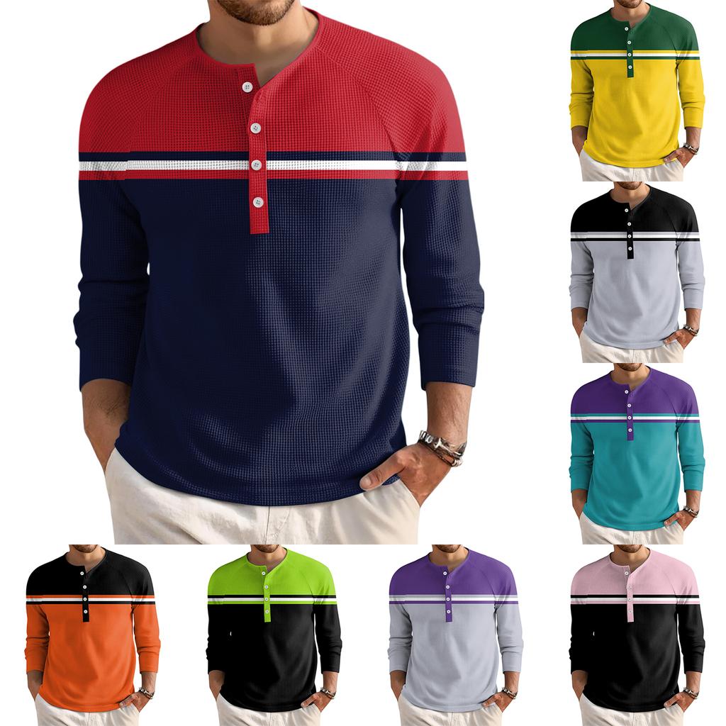 Men's Loose Casual Button Down Collar Long Sleeve Top