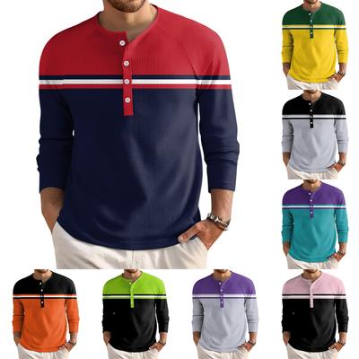 Herren Locker Lässig Button-Down Kragen Langarm Oberteil