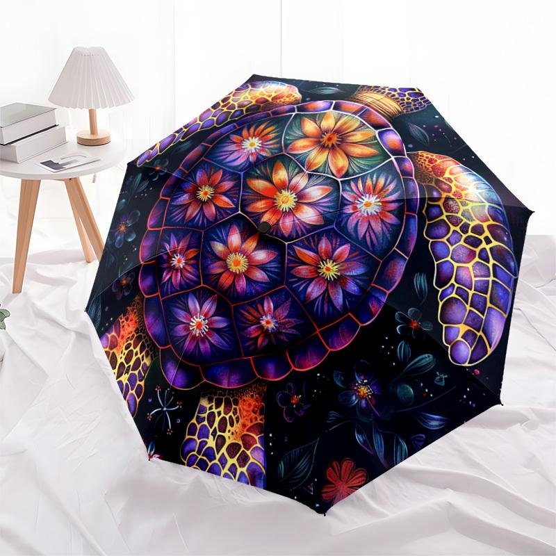 1pc Floral Mandala Turtle Artwork Umbrella with Plastic Handle,Suitable for All Seasons Home Travel Outdoor UmbrellaDD433