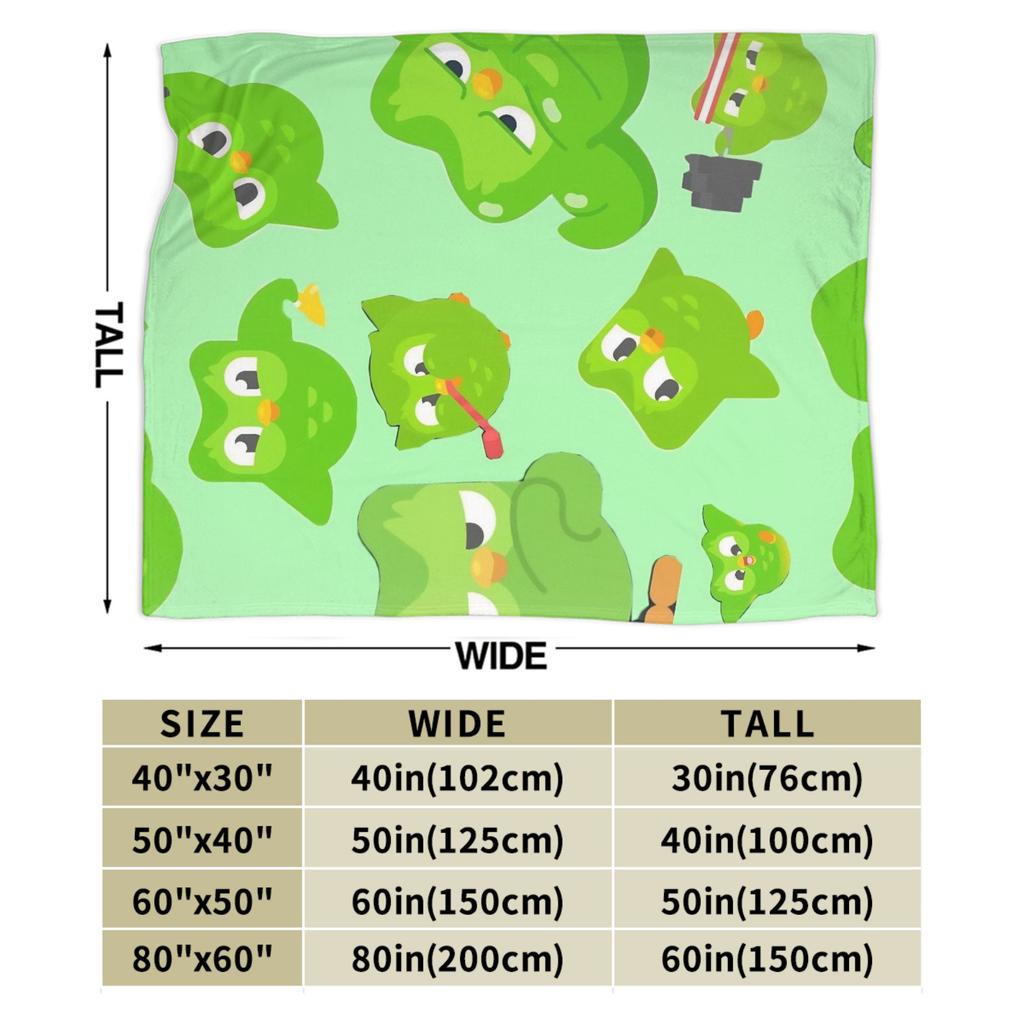 Duolingos Owl Duo Flannel Blanket  Soft Warm Bedding Throws for Couch Bed Camping Comfortable Bedspread Sofa Bed Cover