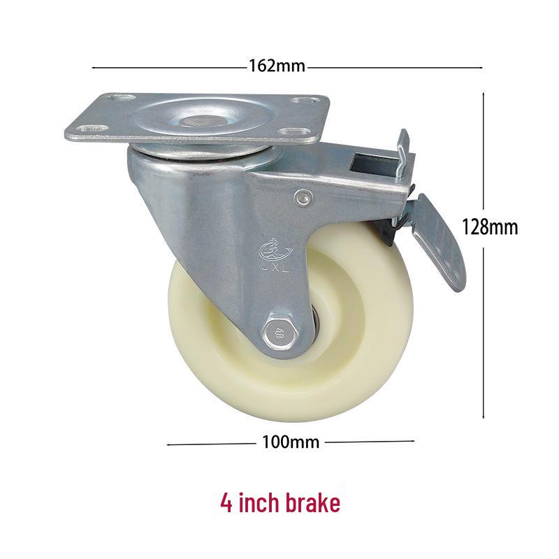 PP Nylon Swivel, Fixed, & Braked Casters - Trolley & Equipment Wheels, 3-5 Inch