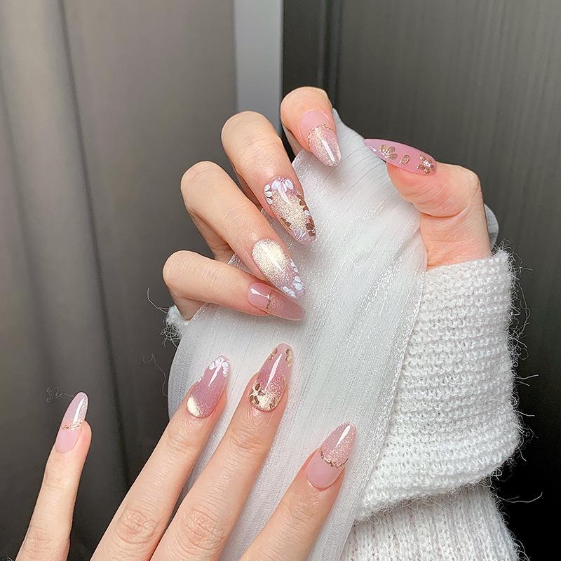 Handmade Oval Cat Eye Nail Art Patches - Medium-Long, High-End, Whitening, Hand-Painted Boutique.