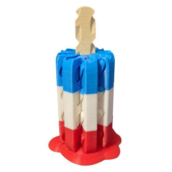 Spiral Popsicle Fidget Toy, 3D Printed Red Blue White Popsicle Sensory Toy, Stress Relief Desk Toy for Kids, Adults синий