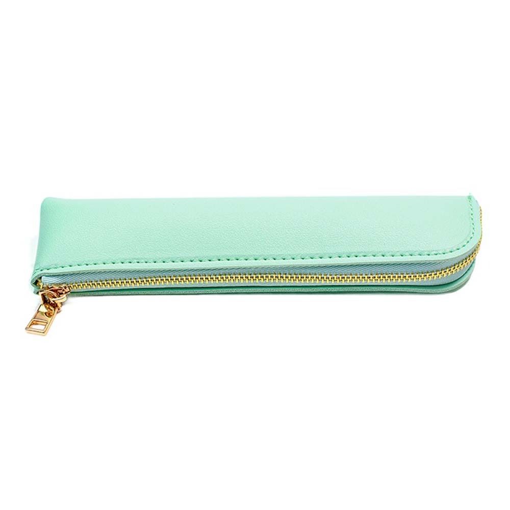

Desktop Storage Leather Stationery Bag Korean Style Solid Color Pen Bag Lady Girls