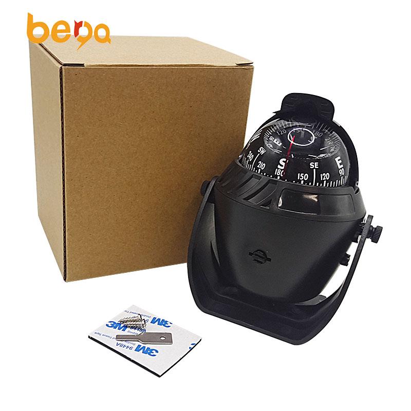 Vehicle Marine Guide Ball Compass with LED Light Adjustable Magnetic Deception Magnetic Compass Strong Magnetic