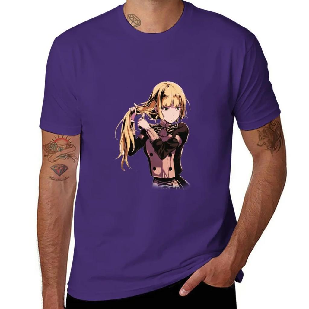 Ingrid from Fire Emblem: Three Houses Trying To Comb Her Hair - Videogame T-Shirt Sublime Anime Big and Tall T Shirts for Men