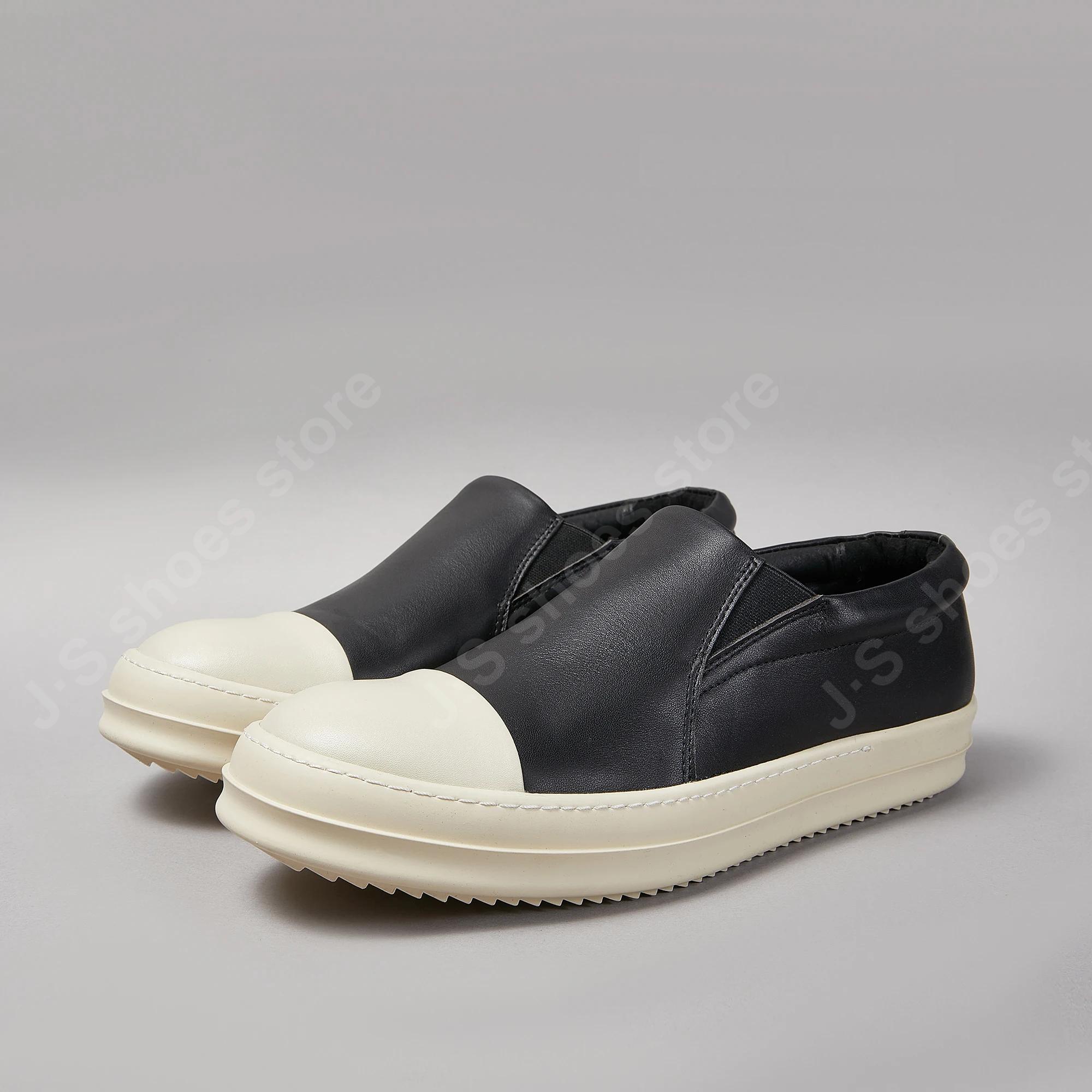 

Ro Мужская обувь Черные кожаные туфли Слипоны Женские Низкие Повседневные Кроссовки Воловья кожа Лоферы Роскошный дизайн Кроссовки на толстой подошве 48 чёрный