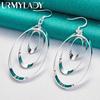 925 Sterling Silver Oval Multi Circle Swirl Earrings for Women Wedding Engagement Party Fashion Jewelry