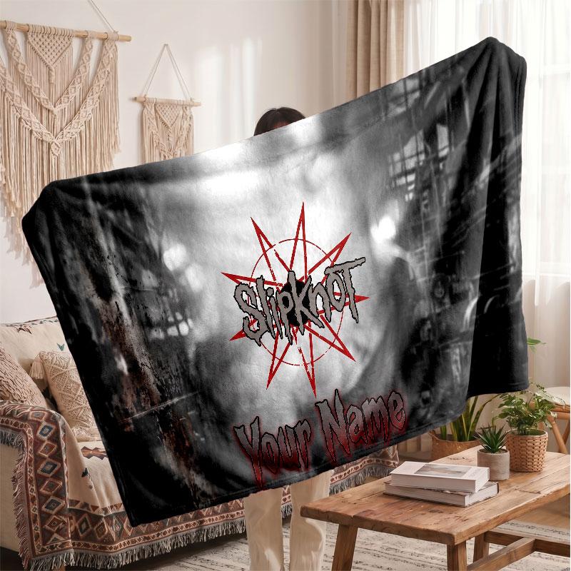 Slipknot Flannel Blanket, Custom Name Text Personalized Soft Throw Blanket Home Decor Gift