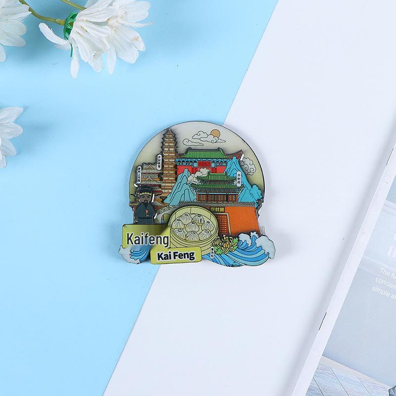 National City Scenic Cartoon Holz-Epoxid-Kühlschrankmagnet