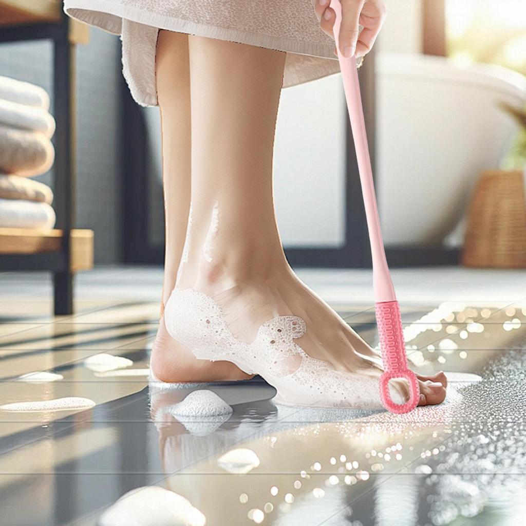 Toe Gap Cleaning Brush Scrub Foot Care Soft Long Handle Silicone Foot Scrubber Feet Cleaner for Shower Bath Men and Women
