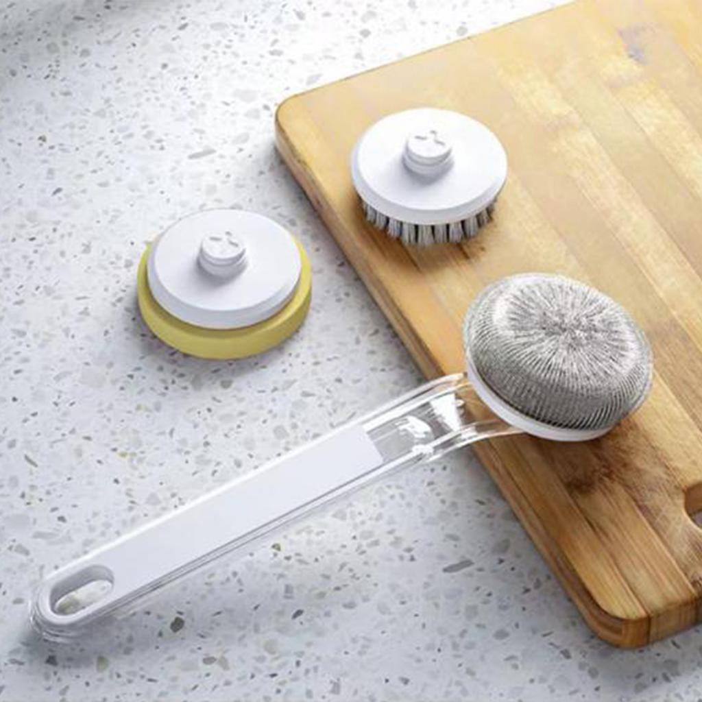 Kitchen Dish Brushes 3 in 1   Handle Pot Pan Sponge Scrubber Brush Cleaning Tool Set
