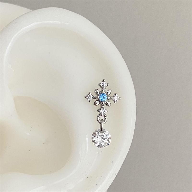 1 PCS New Fashion Cute Pink Zircon Crystal Ear Bone Nail 316L Medical Titanium Steel Earrings for Women Punk Jewelry