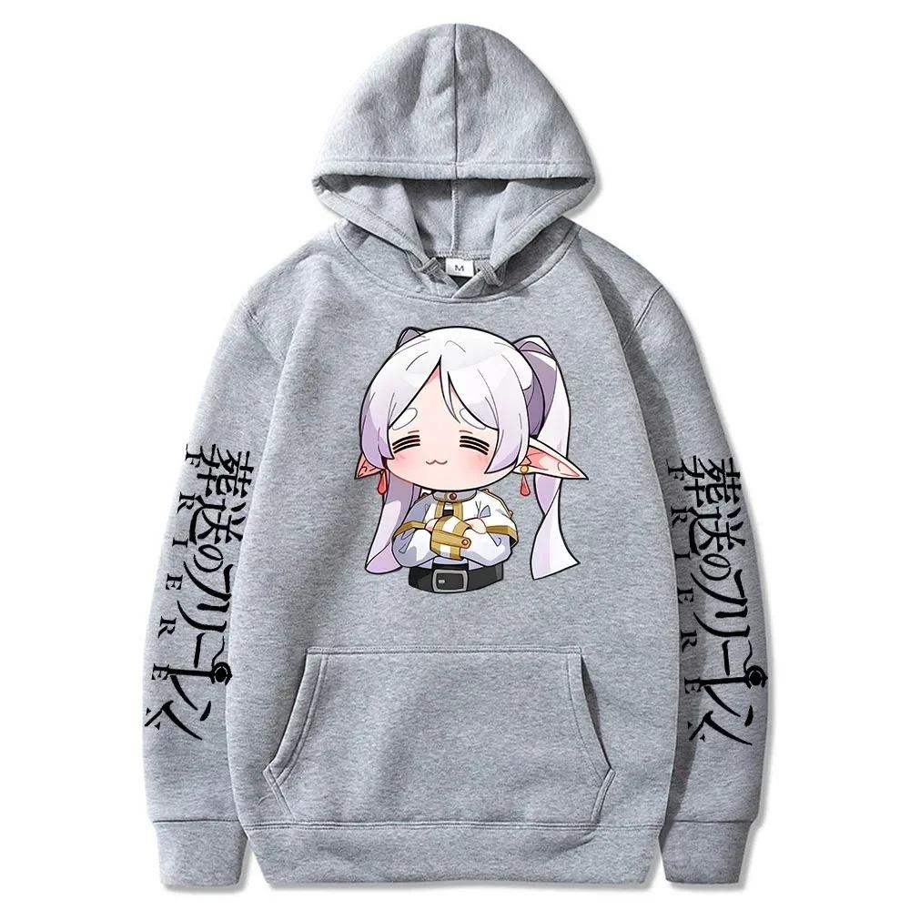 Cartoon Cute Frieren Hoodies Beyond Journey's End Manga Prind Autumn Winter Fleece Streetwear Tops