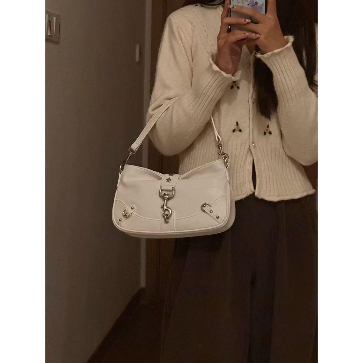 

Модная сумка подмышку в стиле Spice Girl, серебристая, женская, новая, универсальная, для通勤, на плечо, кроссбоди белый