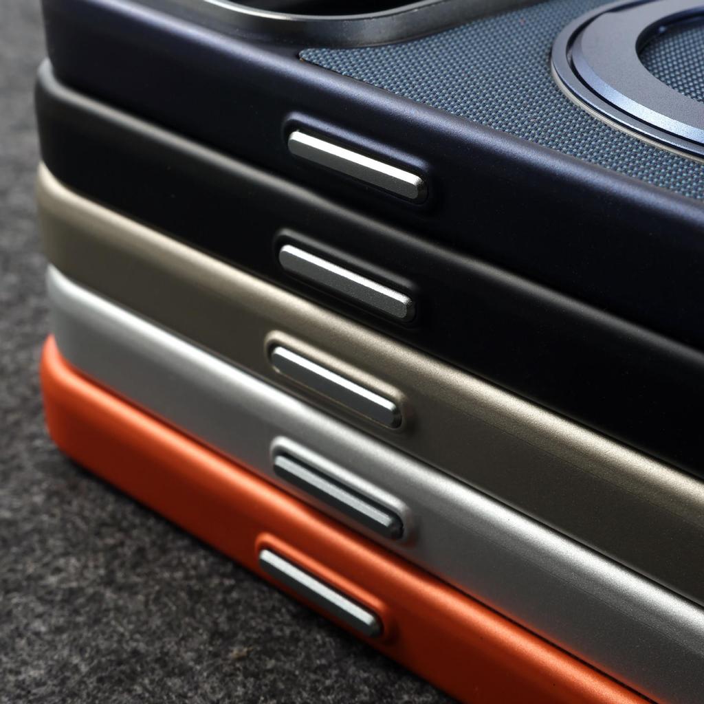 iPhone 17 Tech Fabric Magnetic Stand Case, Solid Color, 360° Rotating for Apple 16 Pro Max