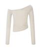 Peullijeunopallou Remy Unbal Shirring Long Sleeve Top (Beige)