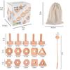 Baby Screw Threading Rope Game Montessori Wooden Toy Nut Bolt Shape Matching Fine Motor Skill Trainting 3In1Sensory Educationtoy