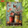 Vintage Metal Wall Poster – Floral Garden Decor, 20x30cm