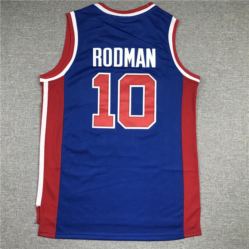 

Men’s Blue Pistons Retro Rodman Basketball Jersey with Breathable American Embroidery M