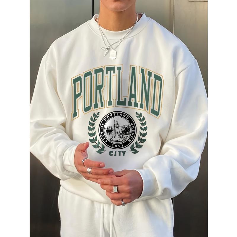 Men'S Fashion Creative Minimalist Print Sports Casual Commute Versatile Long Sleeve Loose Round Neck Sweatshirt, Lingmo
