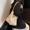 Yogodlns Vintage Hollow Woven Women Floral Decor Shoulder Bag Knitting Handbags Large Capacity Tote Bags For Ladies Beach Travel Shopper Purse