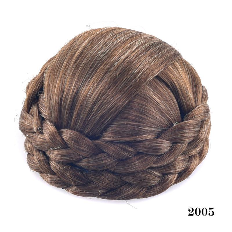 Women Synthetic Clip In Bun Fake Hair Extensions Chignon Roller Updo Hairpiece Braided Chignon