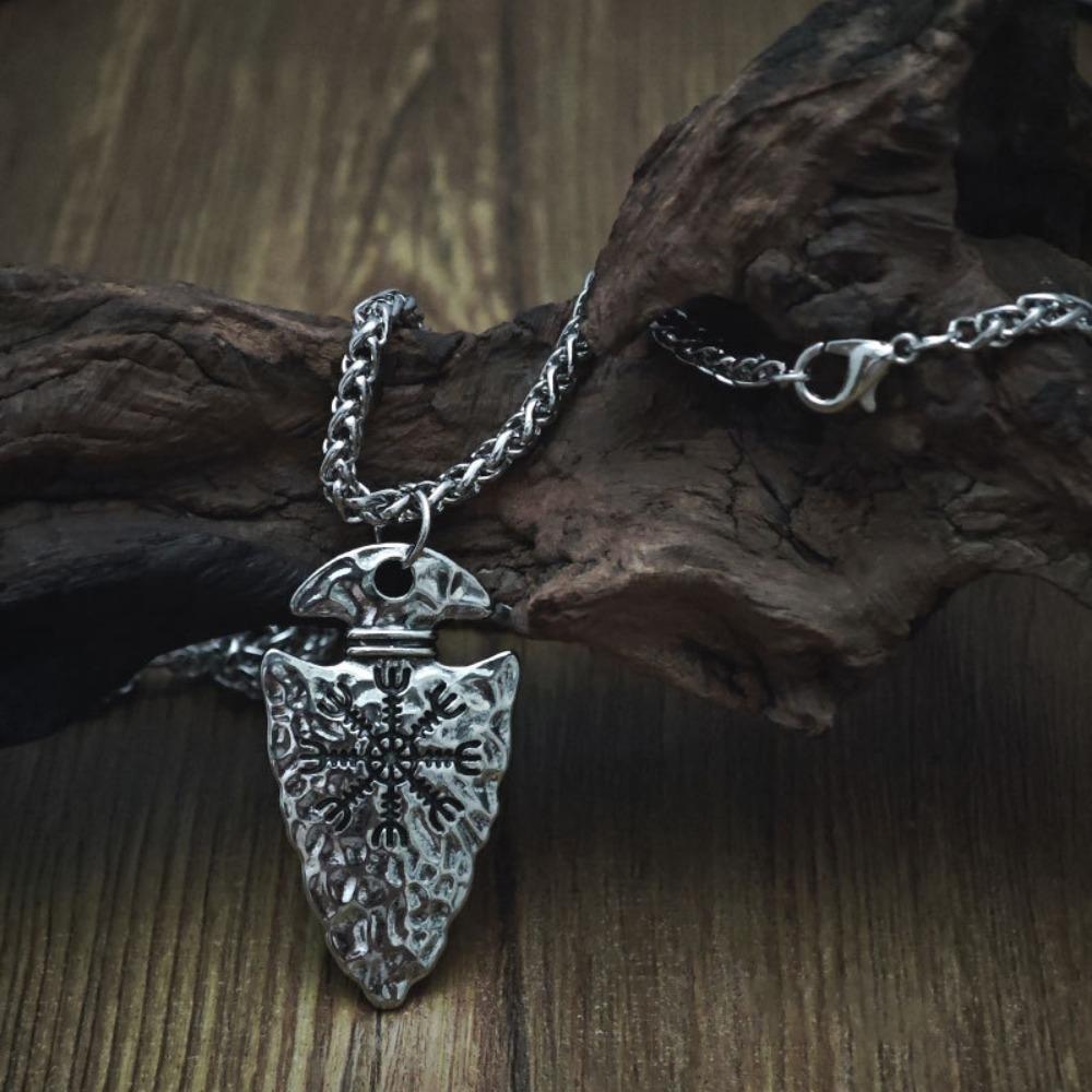 Vintage Viking Pirate Spear Rune Pendant Necklace Party Punk Necklaces Protector Wholesale Jewelry