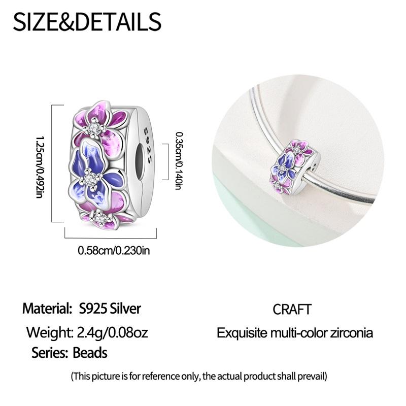 Square Dice Flower Cherry Stopper Clip Beads Fit Original Copper Charm Bracelet Diy Lovely Pendants For Woman Jewelry Gift