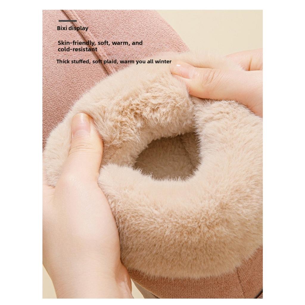 Cotton Slippers, Autumn and Winter Women's Home Bag, Postpartum Thick Soled Warm Couple with Fleece, Outdoor Snow Boots for Men