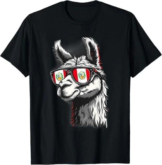 Men s and Women s T-shirts NEW LIMITED Peru Alpaca Portrait Sunglasses Peruvian Flag Peruvian T-Shirt S-3XL XXXL
