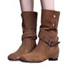 Niche Shoes, Retro Boots, Women's Autumn and Winter Round-toed Belt-buckle Ankle Boots