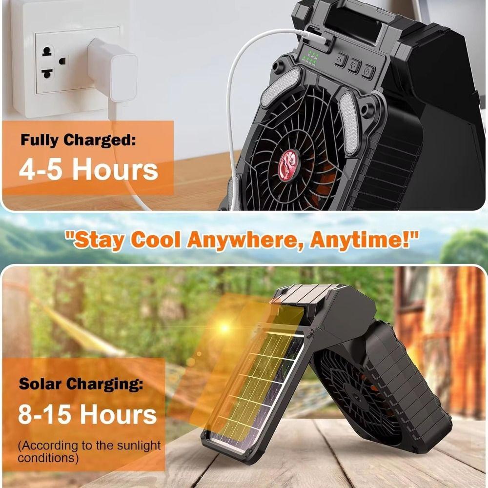 90° Folding Camping Fan with LED Light Folding Design Portable Tent Fan  Picnic Trip