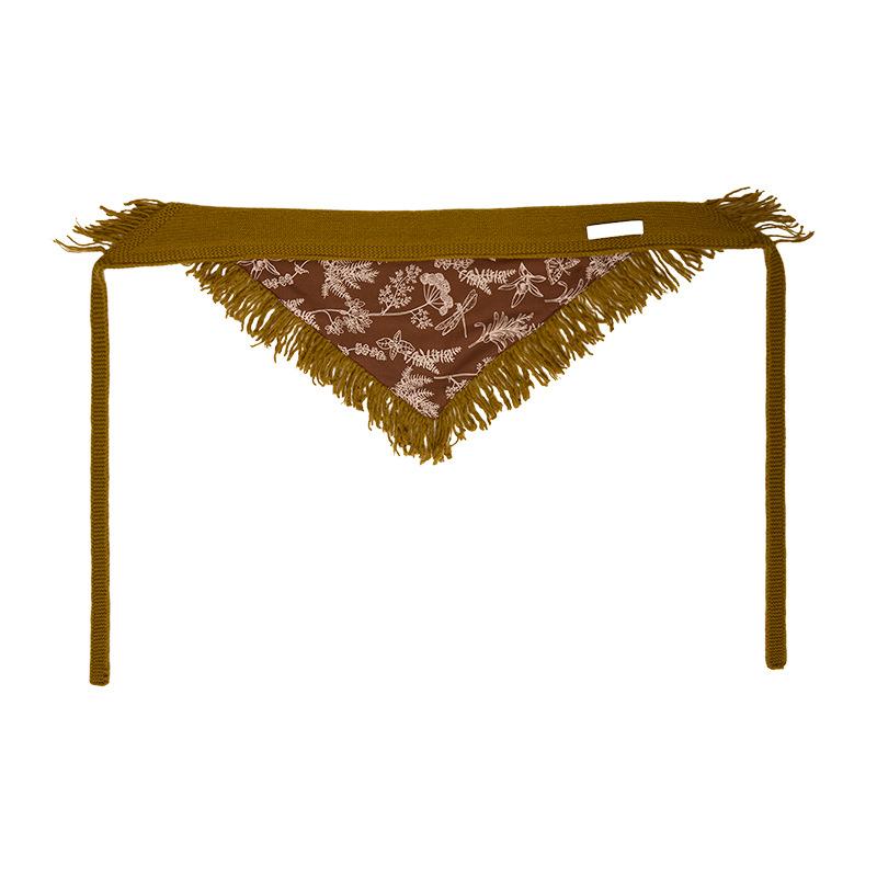 100% all-wool double-sided scarf women's warm and skin-friendly fashion versatile fart curtain plant-printed fringed headscarf