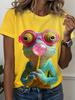 New Funny T-Shirt for Women 3D Print Cute Animals Graphic T-Shirts Summer Short Sleeves Round Neck Tops Casual Women's Clothing