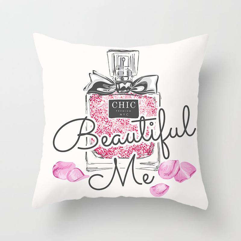 New Perfume Floral Pillows Case Modern Fashion Lady Decorative Pillows Cover Livingroom Bedroom Sofa Seat Simple Cushions Case