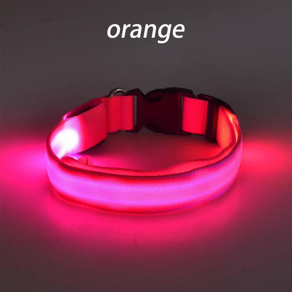 Nylon LED Night Safety Flashing Glow In The Dark Dog Leash Dogs Luminous Fluorescent Pet Dog Collar
