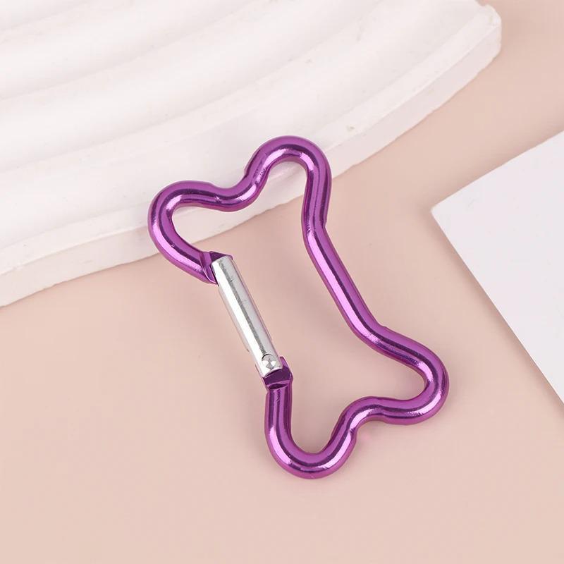 Colored Aluminum Bone-Shaped Carabiner Keychain - Dog Bone Gift Accessory фиолетовый