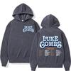 Luke Combs Tour 2025 printed men's and women's fashionable hip-hop retro pullover for autumn and winter casual long sleeved hooded sweatshirt