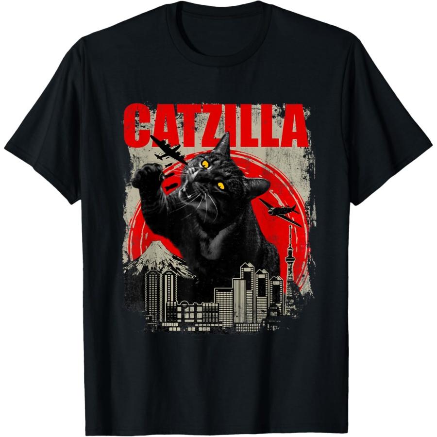 

Catzilla - Funny Cat Lover Kitten Kitty Short Sleeve T-Shirt Small XXXXXL чорний