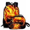 Schädel Dreiteiliges Set Rucksäcke Für Jungen Und Mädchen Beste Geschenke 2D Flacher Cartoon Schulrucksack Für Kinder