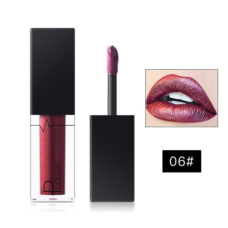 Gloss Labial Metálico Alto Brilho, Longa Duração, Fórmula Não Pegajosa, Batom Hidratante Brilho Labial Ideal para Festas, Encontros e Uso Diário
