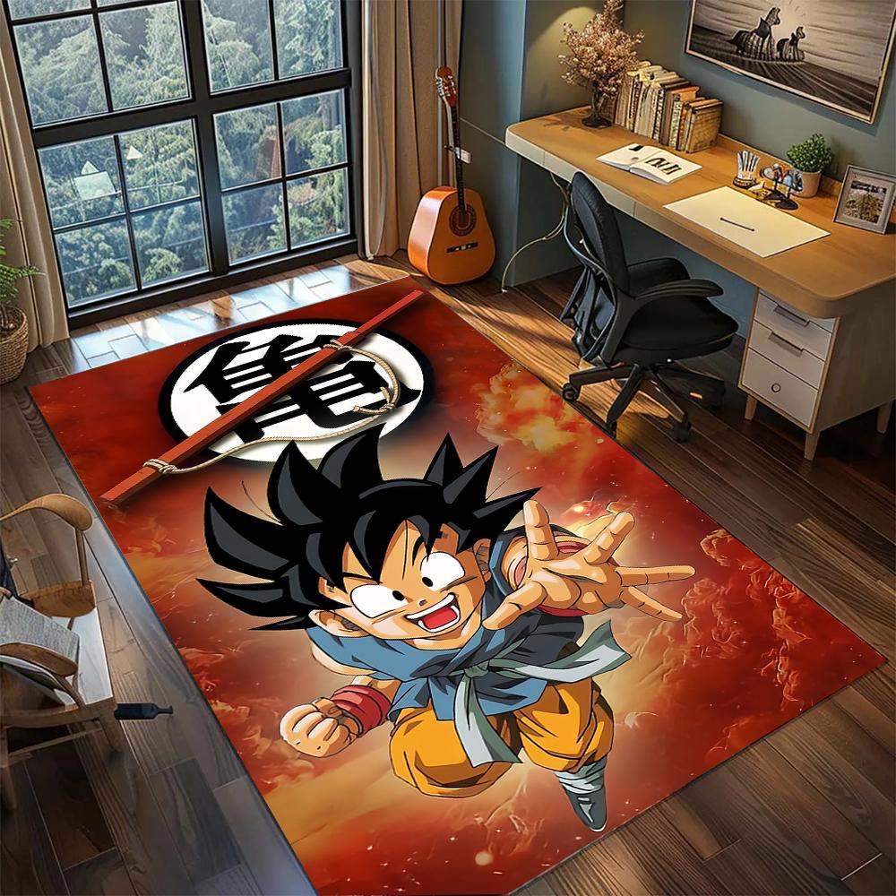 Son Goku Kamehameha Power Attack Graphic Rug Carpet Large Area Rug Non Slip Washable Floor Mat Gamer Room Bedroom Home Decor