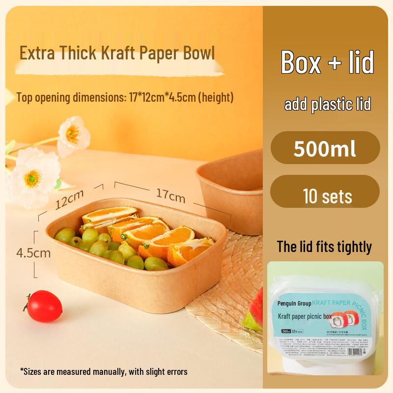 Penguin Group Thick Kraft Disposable Food Containers with Lids