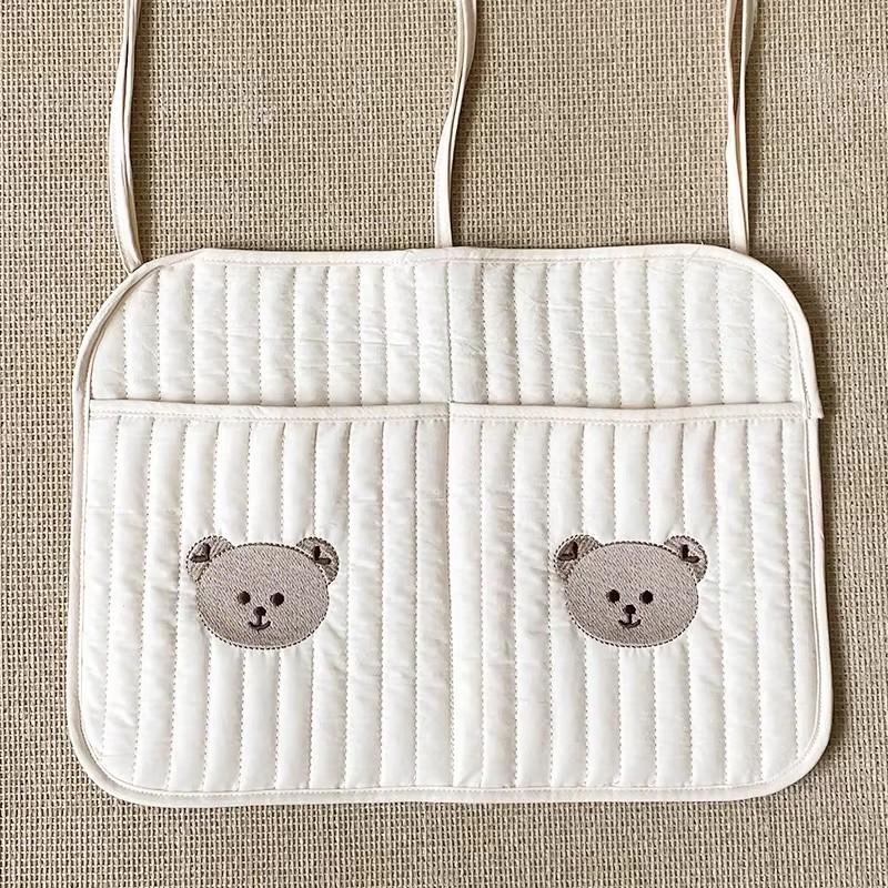 Baby Storage Bag Carts Storage Bag Diaper Breast Bottle Toy Crib Hanging Bags Multi-Function Portable Strap Pattern Storage Bag