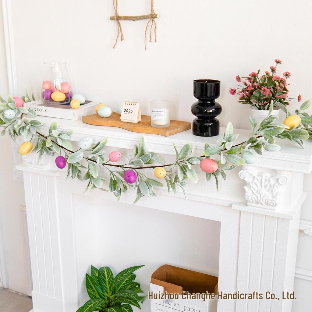 Frühlings-Osterhase Ohr & Blatt Ei Rattan Wanddekoration