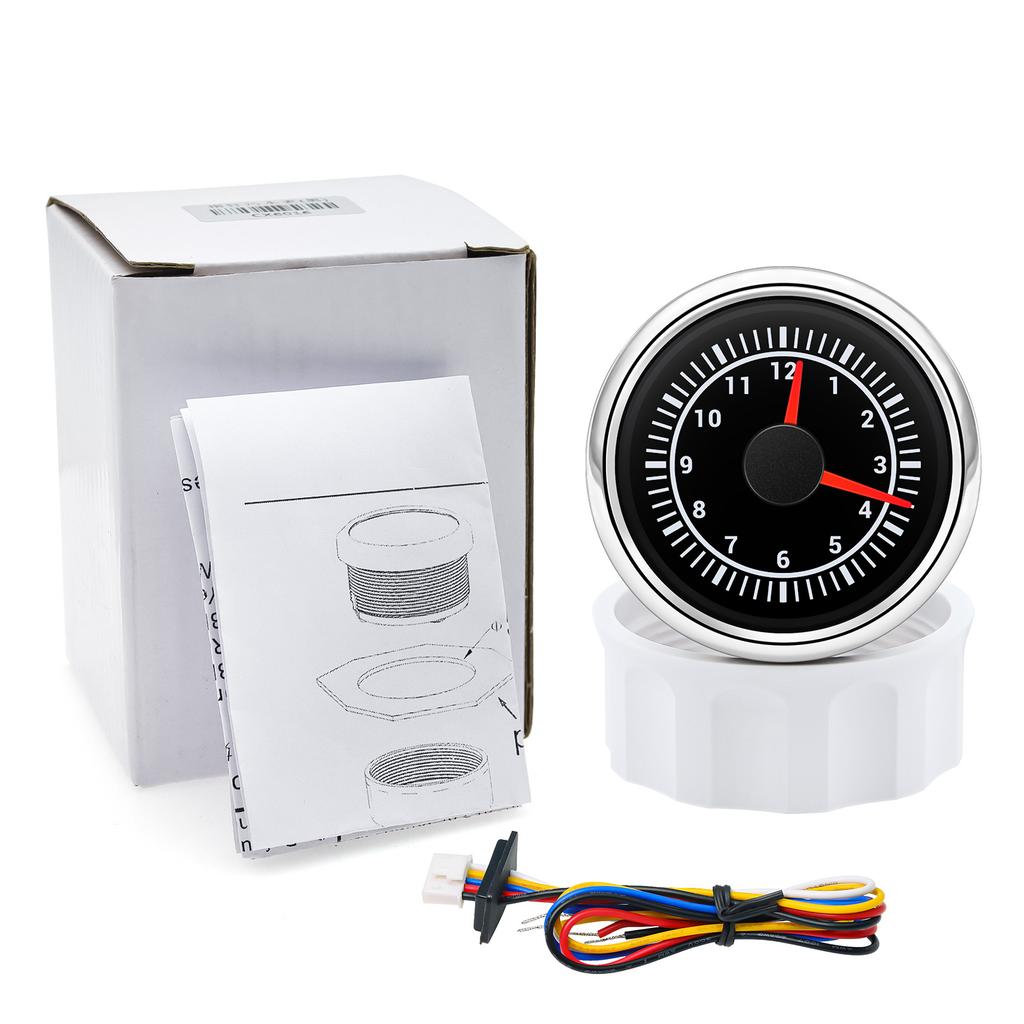 52mm Digital Clock Gauge 0-12 Hours Pointer 7 Color Backlight Hourmeter For Car Boat Truck Waterproof Clock Meter 12V 24V