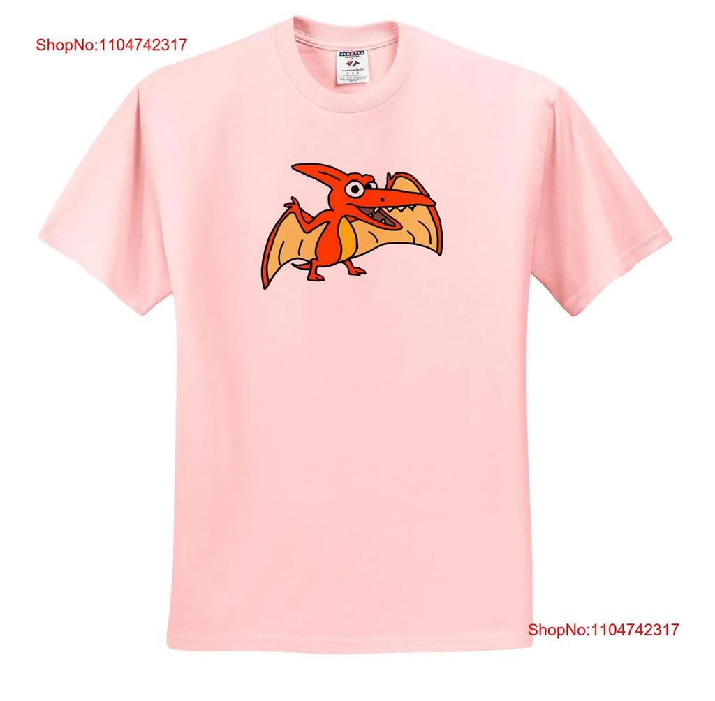 dRose Funny Cute Orange Pterodactyl Dinosaur Cartoon T Shirt vintage Washed Versatile Unisex Soft Casual designer clothes